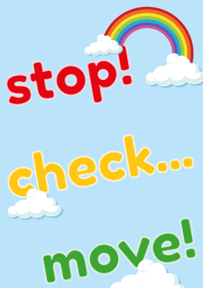 <span style="color: #db2929;">New</span> Hand Washing Poster <br> Blue: Stop + Check + Move (Pack of 6)