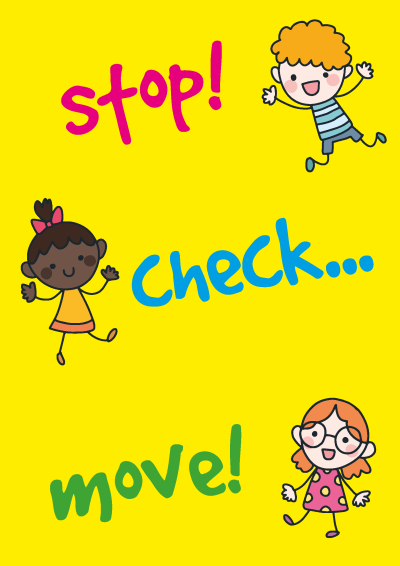 <span style="color: #db2929;">New</span> Hand Washing Poster <br> Yellow: Stop + Check + Move (Pack of 6)