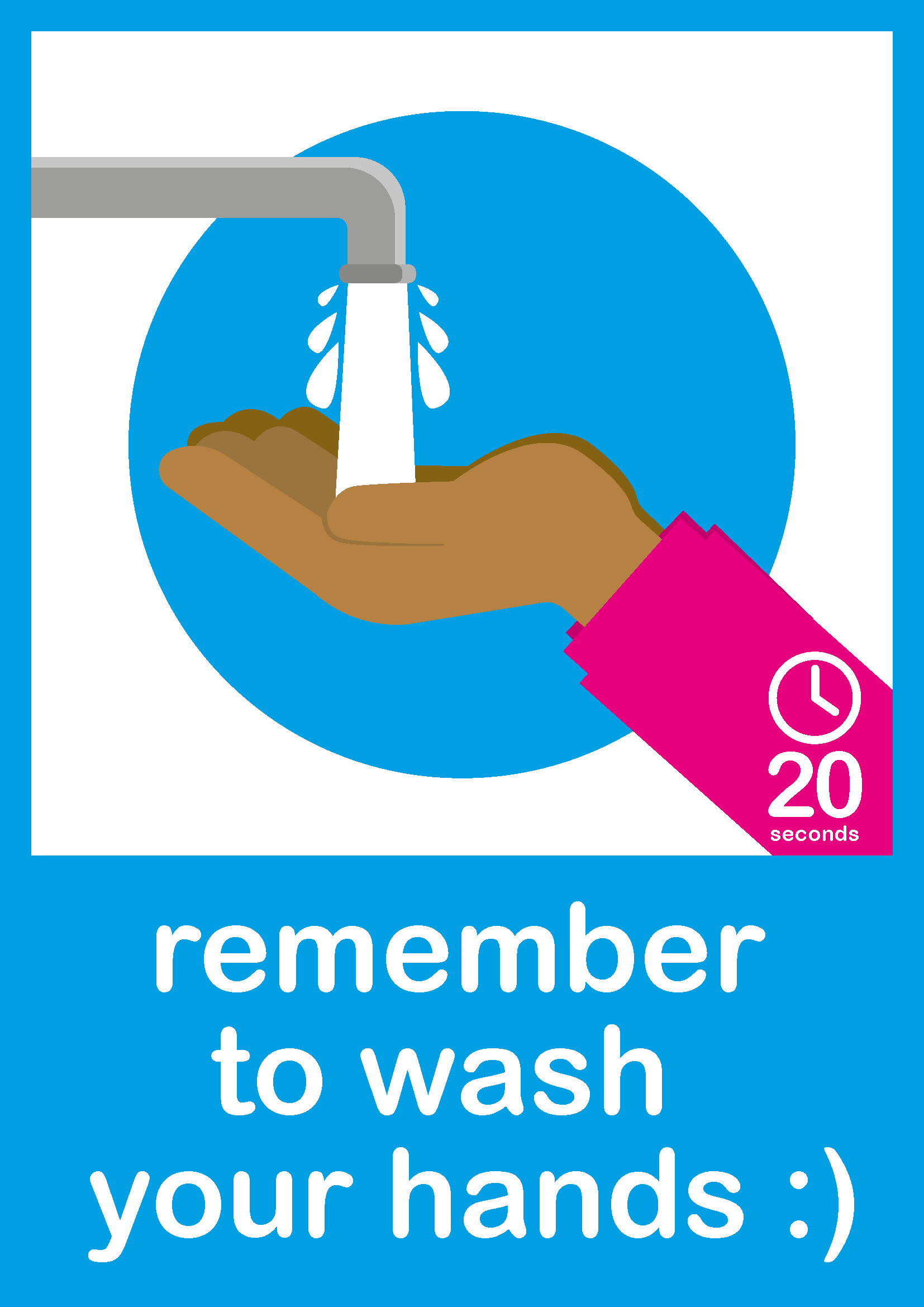 <span style="color: #db2929;">New</span> Hand Washing Poster <br> Blue + Hand 2 (Pack of 6)