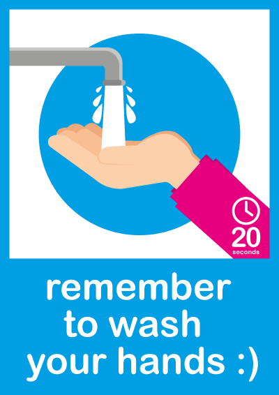 <span style="color: #db2929;">New</span> Hand Washing Poster <br> Blue + Hand 1  (Pack of 6)